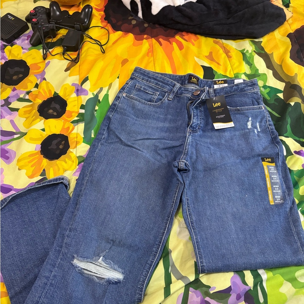 Lee Women's  Boyfriend Blue Jeans Mid Rise size 10
